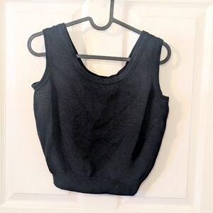 St. John Black Crop Tank Top